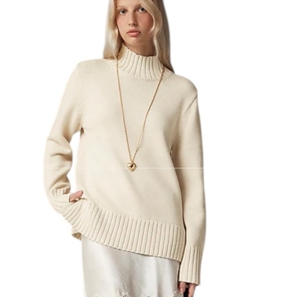 NEW J. CREW Cotton turtleneck sweater in cream size XS - Picture 1 of 7